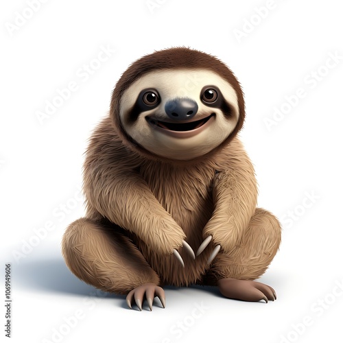 Smiling Sloth: 3D Render of an Adorable Sloth 