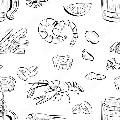 vector seamless pattern line art elements beer bar