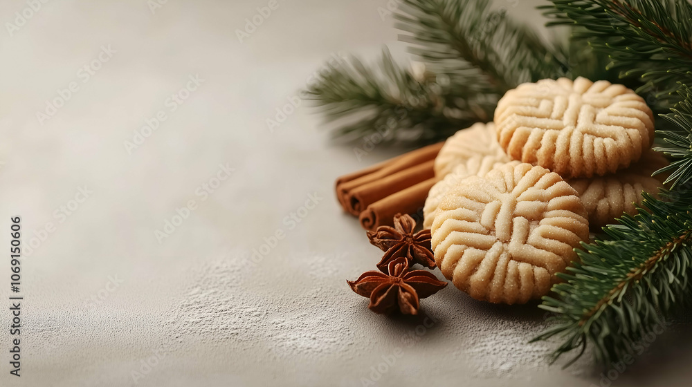 Fototapeta premium Traditional Shortbread Cookies with Cinnamon and Star Anise
