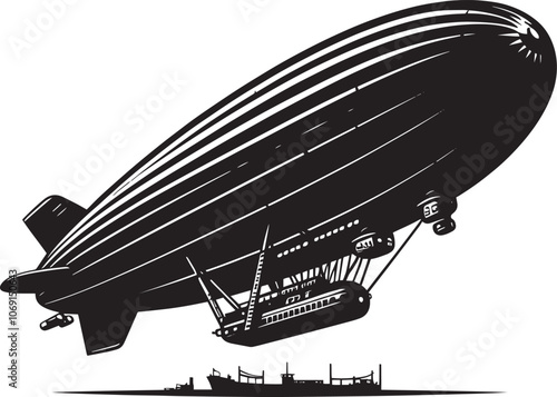 Airship silhouette vector illustration isolated on a white background