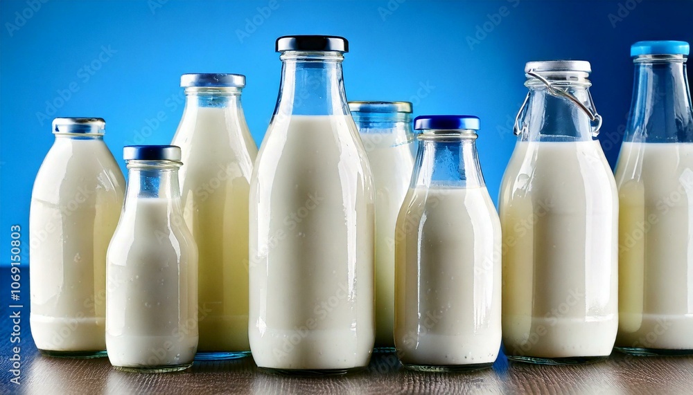 milk and milk bottles of various sizes milk and milk bottles of various sizes