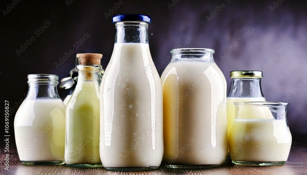 milk and milk bottles of various sizes milk and milk bottles of various sizes