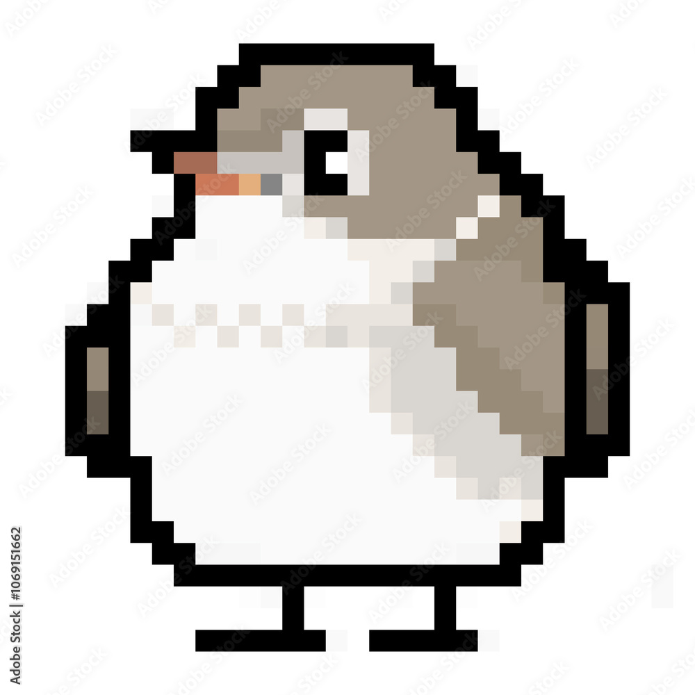 Obraz premium ドット絵, アニマルイラスト, コサメビタキ