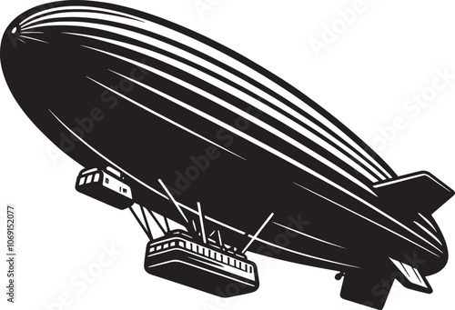 Airship silhouette vector illustration isolated on a white background