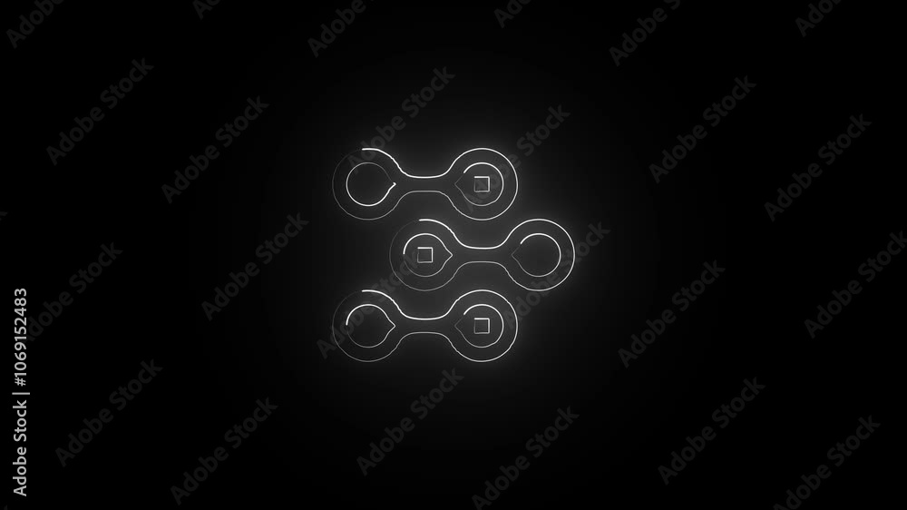 Glowing neon Nanotechnology icon isolated on black background. HD Video motion graphic animation Glowing neon Nanotechnology icon isolated on black background. HD Video motion graphic animation