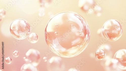 Abstract Composition with Floating Transparent Bubbles