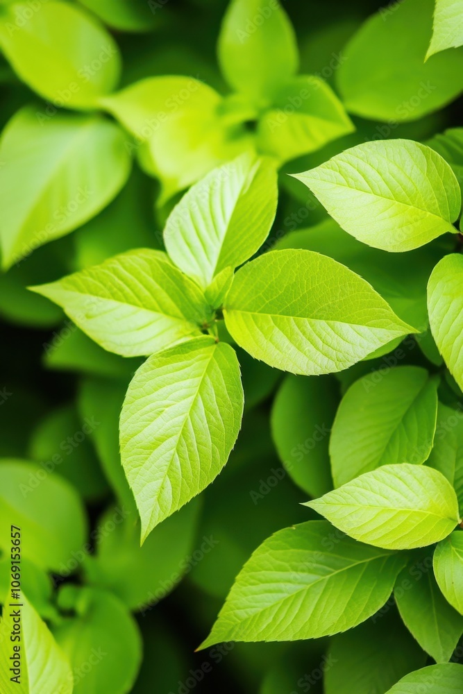 Vibrant green leaves in close-up Vibrant green leaves in close-up