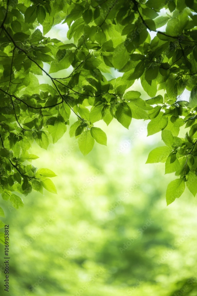 Lush green leaves creating a natural frame Lush green leaves creating a natural frame
