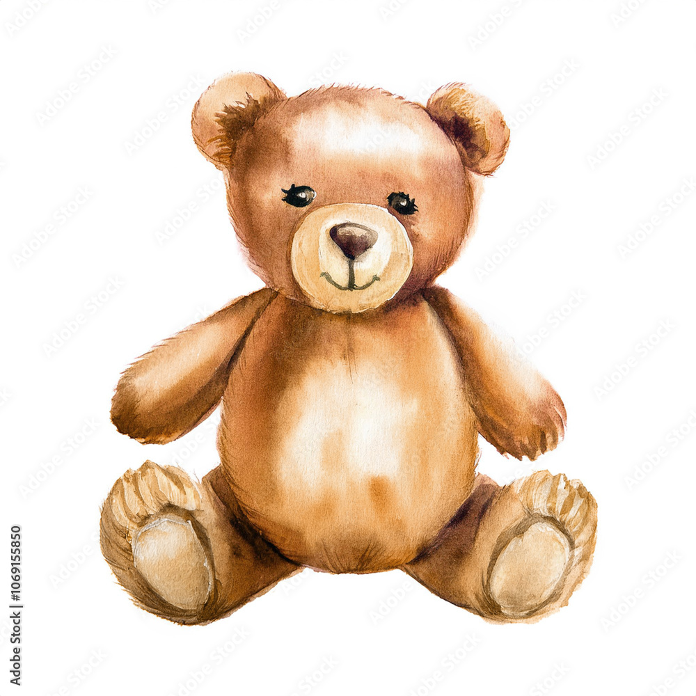 Watercolor illustration of a teddy bear isolated on white background. Watercolor illustration of a teddy bear isolated on white background.