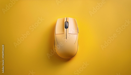 a computer mouse, isolated on a yellow pastel