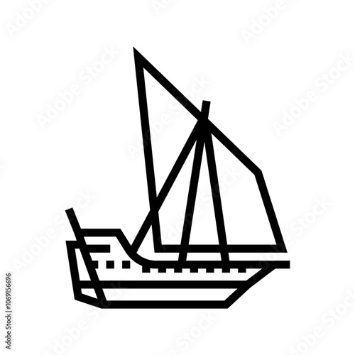 junk ancient ship line icon vector. junk ancient ship sign. isolated contour symbol black illustration