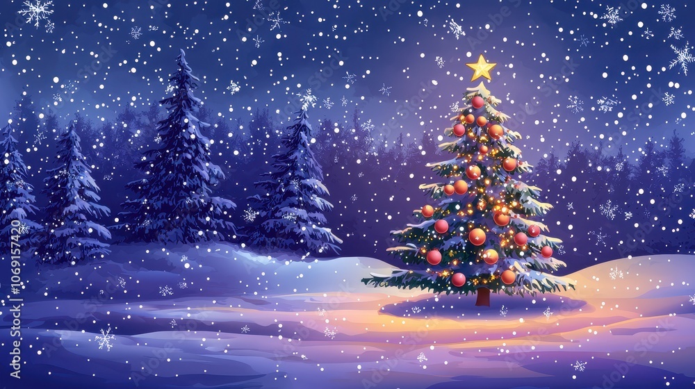 Winter Wonderland Christmas Tree Scene Winter Wonderland Christmas Tree Scene