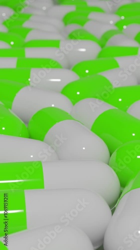 Overhead Dolly Shot of Colorful Capsules in Motion