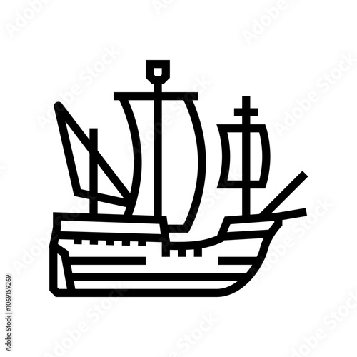 barque ancient ship line icon vector. barque ancient ship sign. isolated contour symbol black illustration