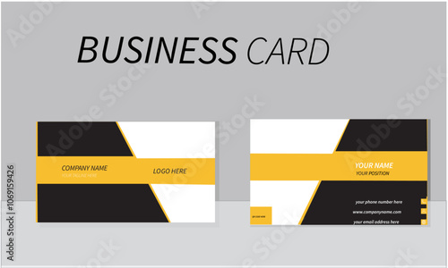 MODERN CREATIVE BLACK AND WHITE AND YELLOW COLOUR MINIMAL CORPORATE BUSINESS CARD TEMPLATE