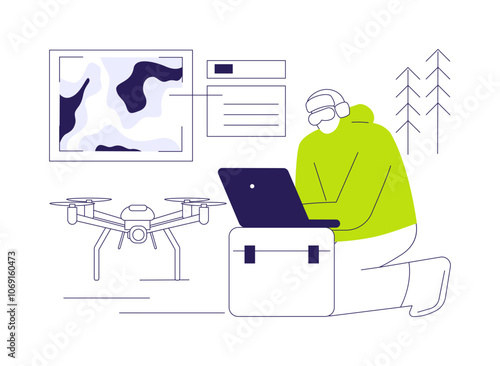 Use remote sensing drones abstract concept vector illustration.