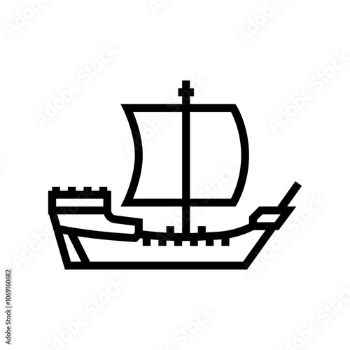 brigantine ancient ship line icon vector. brigantine ancient ship sign. isolated contour symbol black illustration