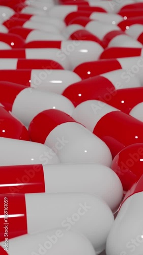 Overhead Dolly Shot of Colorful Capsules in Motion