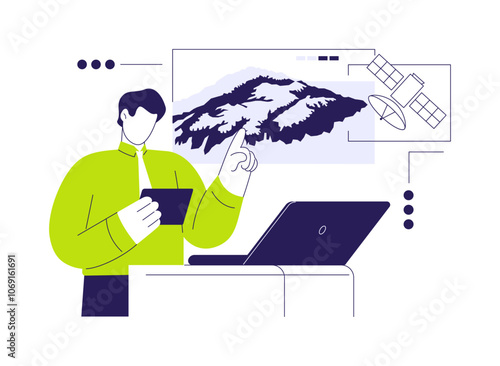 Present remote sensing data abstract concept vector illustration.