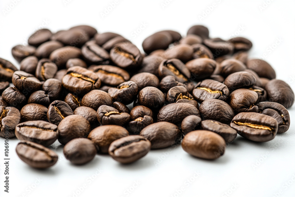 Roasted coffee beans in shape of heart concept on white background. Roasted coffee beans in shape of heart concept on white background.