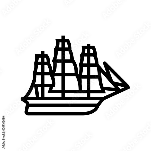 clipper ancient ship line icon vector. clipper ancient ship sign. isolated contour symbol black illustration