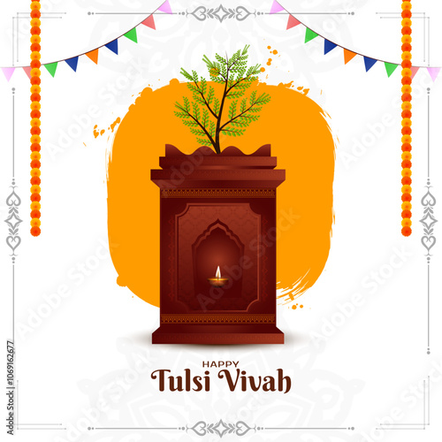 Beautiful Happy Tulsi Vivah Indian religious festival greeting card