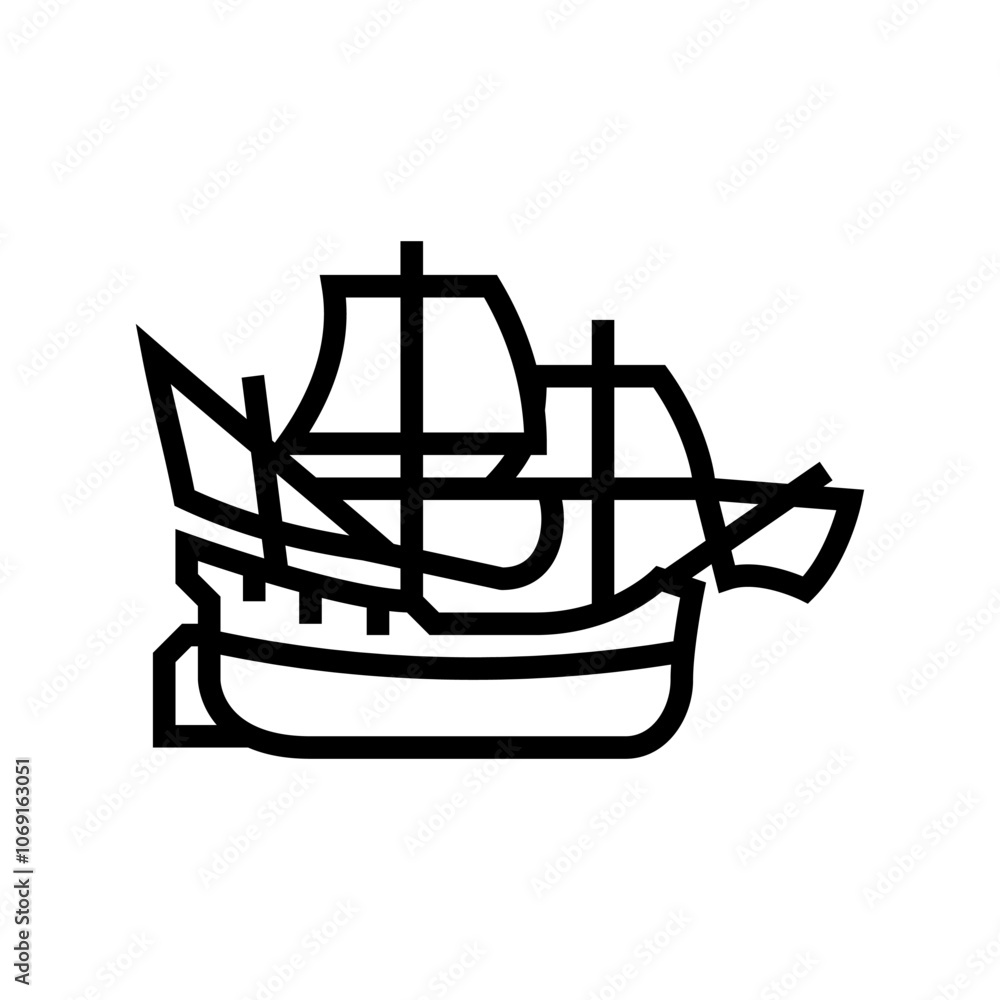 fluyt ancient ship line icon vector. fluyt ancient ship sign. isolated contour symbol black illustration fluyt ancient ship line icon vector. fluyt ancient ship sign. isolated contour symbol black illustration