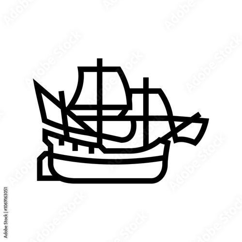 fluyt ancient ship line icon vector. fluyt ancient ship sign. isolated contour symbol black illustration