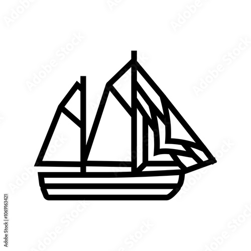ketch ancient ship line icon vector. ketch ancient ship sign. isolated contour symbol black illustration