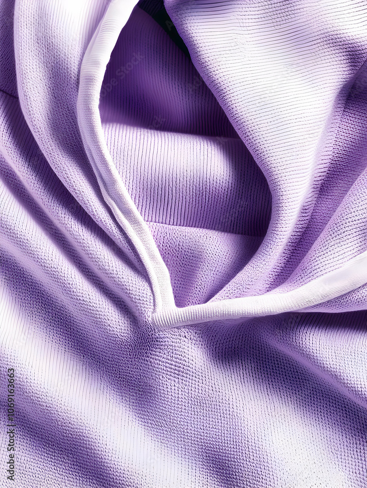 Hoodie Mockup - A close-up of a soft, lavender fabric with intricate folds and textures. Hoodie Mockup - A close-up of a soft, lavender fabric with intricate folds and textures.