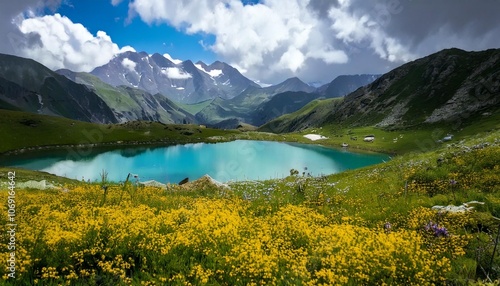 alpine lake in the swiss mountains