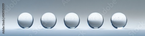 Closeup of glass spheres on a reflective surface