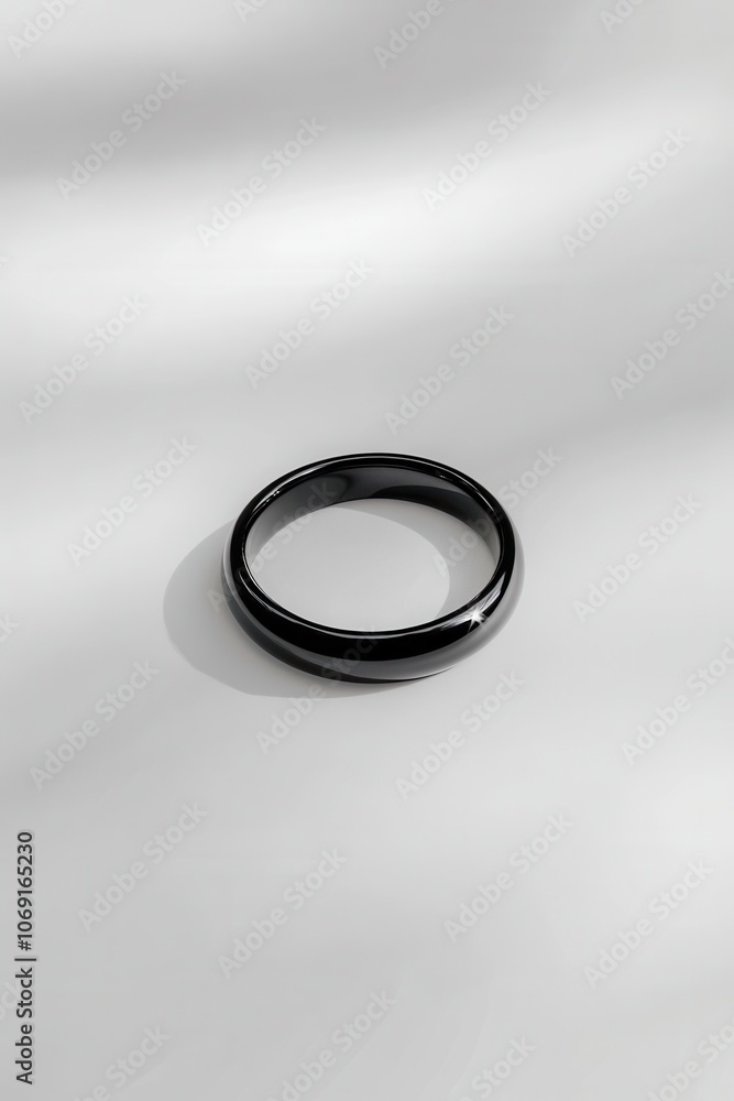 Sleek and stylish black ring on a minimalist background Sleek and stylish black ring on a minimalist background