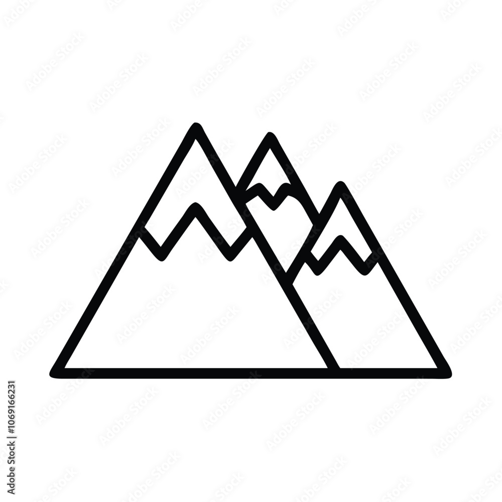 Mountain Outline Icon for Adventure and Outdoors, Minimalist black outline of a mountain range, representing nature, exploration, and adventure, ideal for outdoor, travel, and hiking themes.
Mountain Outline Icon for Adventure and Outdoors, Minimalist black outline of a mountain range, representing nature, exploration, and adventure, ideal for outdoor, travel, and hiking themes.