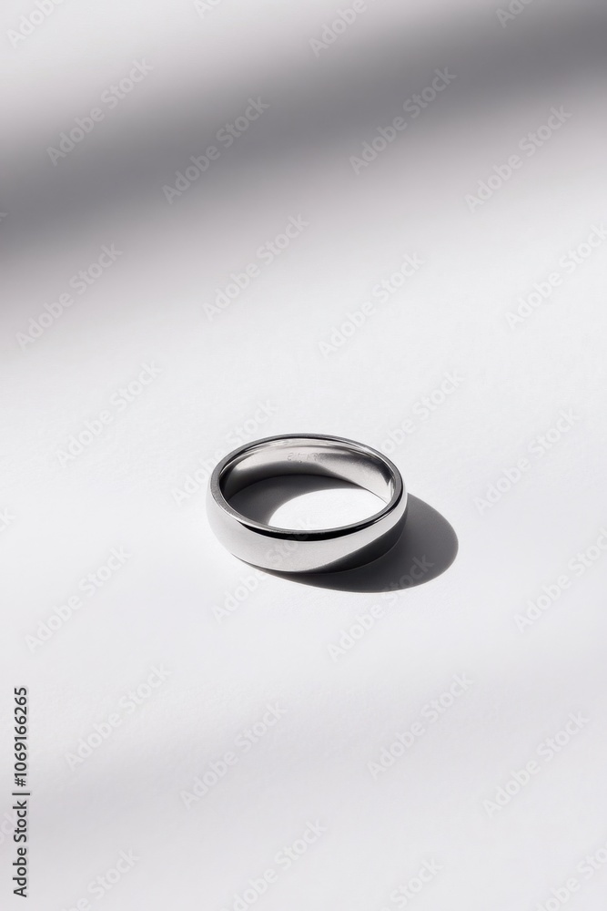 Minimalist silver ring on a plain background Minimalist silver ring on a plain background