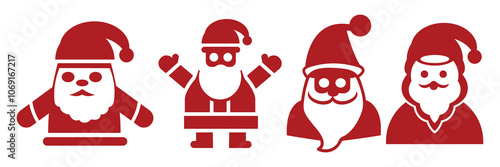 Santa set, Santa heads, vector illustration doodle.