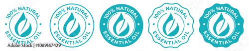 Essential oil pure nature badge logo vector. Suitable for beauty and skincare natural product label and sticker logo