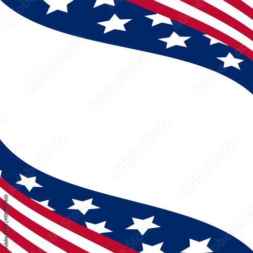 4th july USA Independence day Memorial Day Isolated background Copy space Vector illustration Stars and stripes United States of America Patriotic template Square design