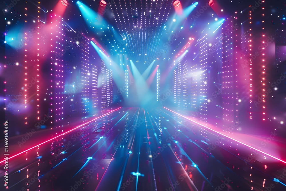 Fototapeta premium Colorful Stage Lights Creating Vibrant Concert Atmosphere