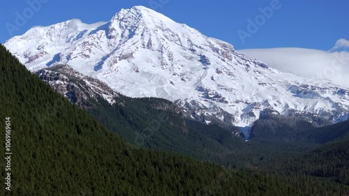 Wallpaper Mural Snow-Capped Mount Rainier Towering Above Evergreen Forest on a Clear Day Torontodigital.ca