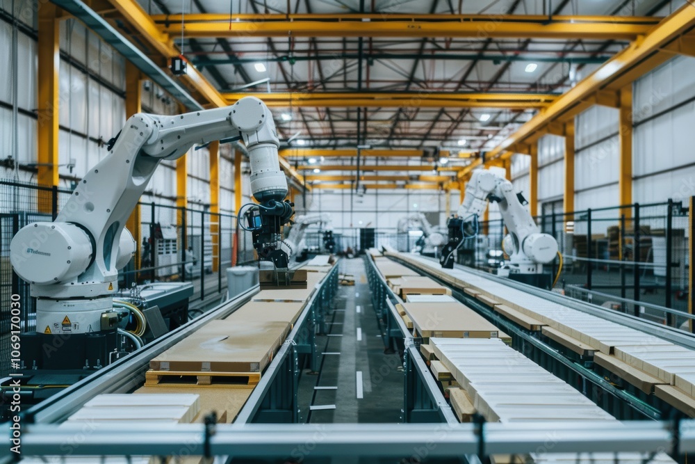 Futuristic Eco-Friendly Factory with Robotic Systems Producing High-Performance Insulation Futuristic Eco-Friendly Factory with Robotic Systems Producing High-Performance Insulation