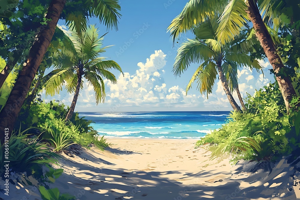 Palm Trees Reveal Tranquil Beach Paradise Palm Trees Reveal Tranquil Beach Paradise