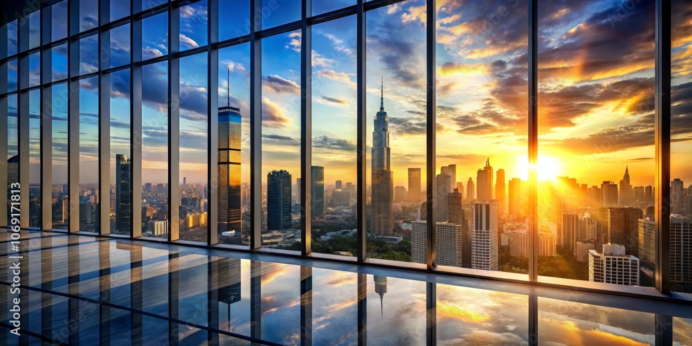 Golden Hour Cityscape Reflected in Glass Windows, Skyscraper, Sunset, Cityscape, Architecture Golden Hour Cityscape Reflected in Glass Windows, Skyscraper, Sunset, Cityscape, Architecture
