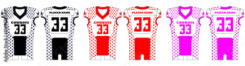 American rugby football jerse...