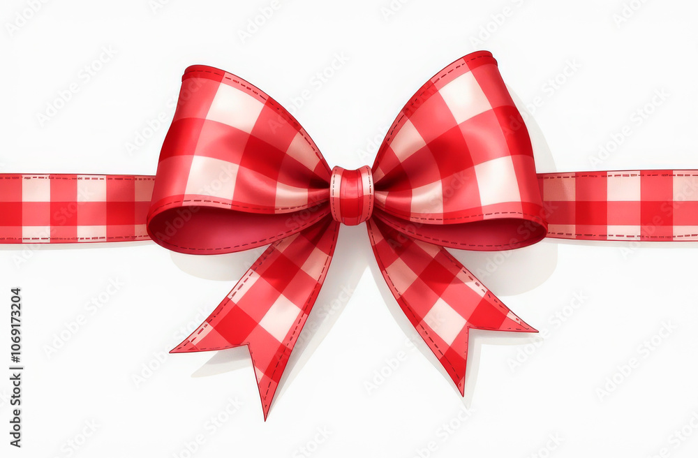 Red checkered bow on a white isolated background. Illustration Red checkered bow on a white isolated background. Illustration