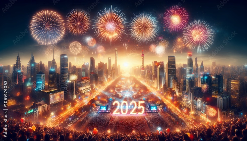 Obraz premium happy new year celebration 2025