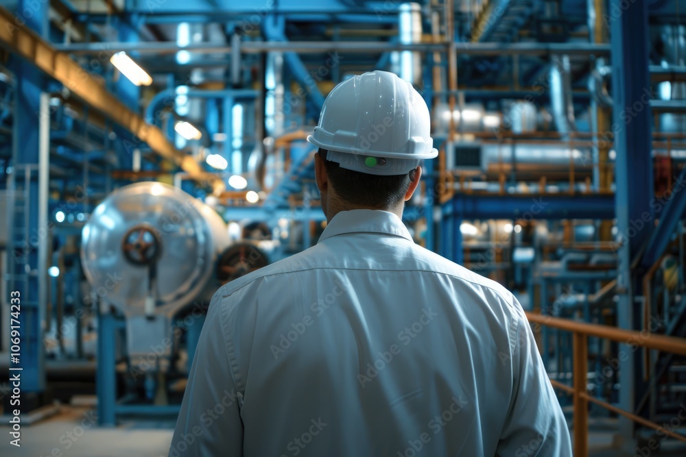 Industrial engineer in factory checking machinery maintenance and security. Industrial engineer in factory checking machinery maintenance and security.