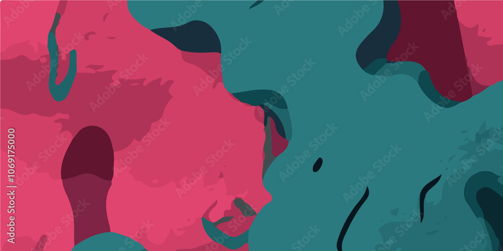 Abstract Dark Botanical Pattern with Green and Pink Elements. Contemporary Botanical Design with Green, Pink, and Orange Accents. Tropical Orange and Green Leaf Pattern on a Dark Background art Abstract Dark Botanical Pattern with Green and Pink Elements. Contemporary Botanical Design with Green, Pink, and Orange Accents. Tropical Orange and Green Leaf Pattern on a Dark Background art