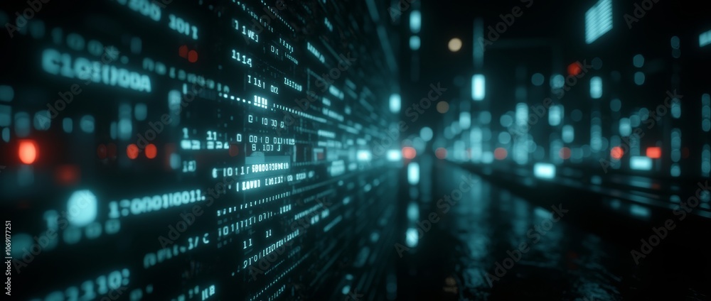 Futuristic hi-tech background. Cyberspace data transferring. Bokeh effect. Big data concept. Futuristic hi-tech background. Cyberspace data transferring. Bokeh effect. Big data concept.