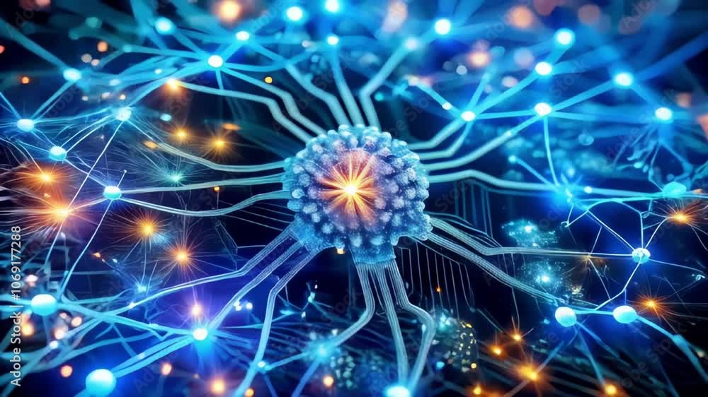 Looping video. This is what a neural network looks like. The brain and a network of neurons carry out movement. Looping video. This is what a neural network looks like. The brain and a network of neurons carry out movement.